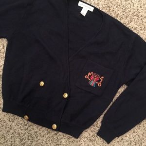 Jones New York Crested Preppy Cardigan Sweater